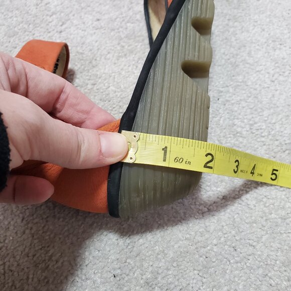 FLY LONDON Yake Ankle Strap Wedge Shoes Heels Leather Poppy Orange Women's 38 - Picture 9 of 13